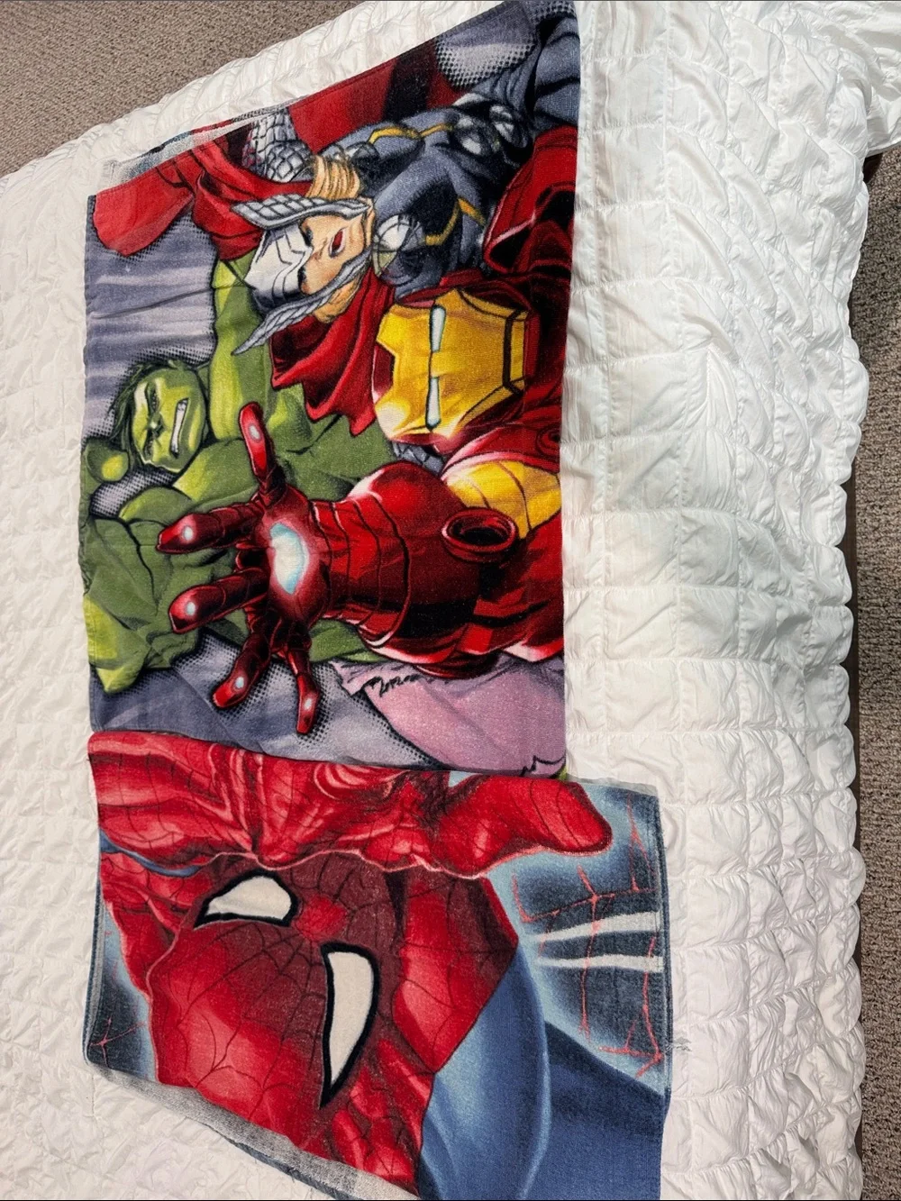Marvel Superheroes Plush Beach Towel - Red, Green, Yellow